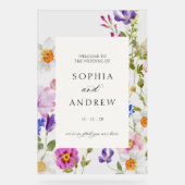 花の咲結婚く歓迎 アクリルサイン (正面)