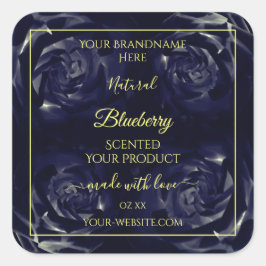 花の商品パッケージレーベル ダークブルーローズ スクエアシール