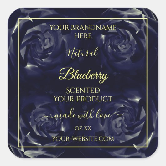 花の商品パッケージレーベル ダークブルーローズ スクエアシール (正面)