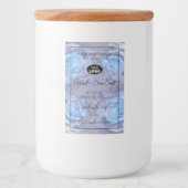 花の商品ラベル ライトブルーのバラとロゴ フードラベル (正面)