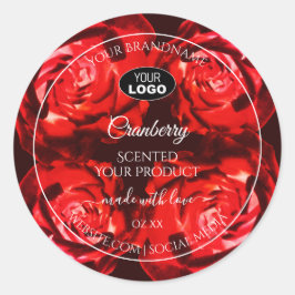 花の商品ラベル 赤いバラのロゴ付き ラウンドシール