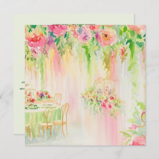 花の喜び：フローラ調和、赤ちゃんシャワー 招待状 (正面/裏面)