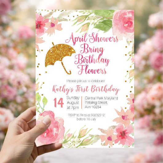 花の四月雨が誕生日の花をもたらす 招待状