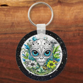 花の地球外エイリアン星空の夜 キーホルダー (正面)