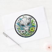 花の地球外エイリアン星空の夜 ラウンドシール (封筒)