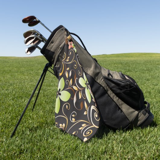 花の壁紙4 ゴルフタオル (グリーン)