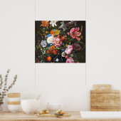 花の壺。制作：ヤン・ダヴィッツ・ド・ヘーム ポスター (キッチン)