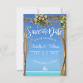 花の夏のビーチウェディングゲート Save the Date 招待状 (正面)