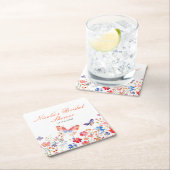 花の夏の蝶のブライダルシャワー スクエアペーパーコースター (インサイチュ)