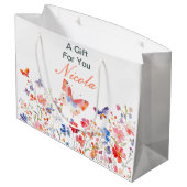 花の夏の蝶のブライダルシャワー ラージペーパーバッグ (裏面アングル)