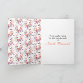 花の夏の蝶の誕生日 サンキューカード (内部)