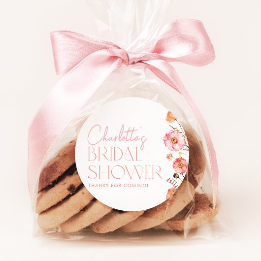 花の多いウェディングシャワーワイルドフラワーポピーお土産 ラウンドシール