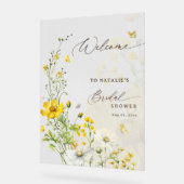 花の多い牧場の蝶のウェルカムシャワー アクリルサイン (傾斜)