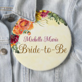 花の多い秋のブライダルシャワーの花嫁ボタン 缶バッジ (インサイチュ)