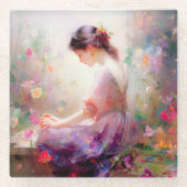 花の夢 ガラスコースター (正面)