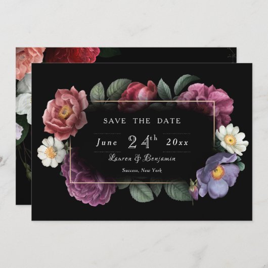 花の夢 保存日発表 招待状 (正面/裏面)