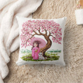 花の夢：着物の女の子&子犬 クッション (ブランケット)