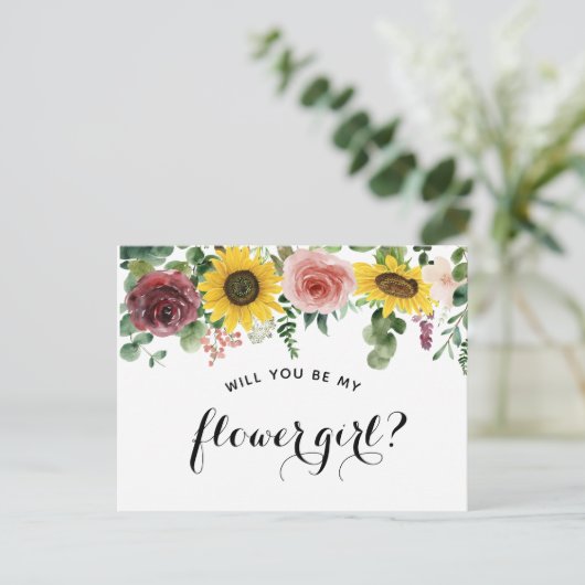 「花の女の子になってくれないか」というプロポーザルのカード 案内ポストカード (スタンド正面)