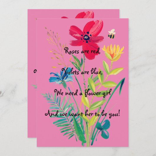 『花の女の子になる』|花娘のプロポーズカード 招待状 (正面/裏面)