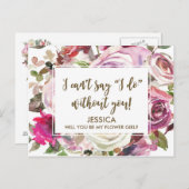 花の女の子のカードにパーソナライズされたなる インビテーションポストカード (正面/裏面)