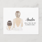 花の女の子のプロポーザルのはがき ポストカード (正面)