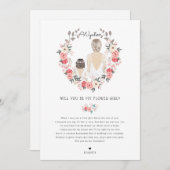 花の女の子のプロポーザルのカード 招待状 (正面/裏面)