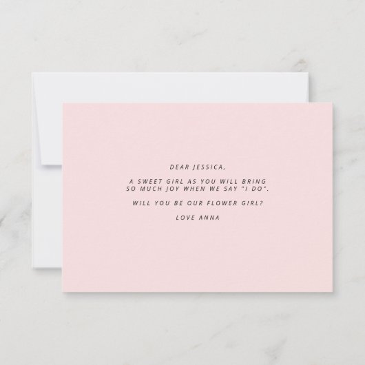 花の女の子のプロポーザルのカード 招待状 (裏面)
