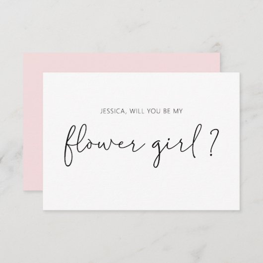 花の女の子のプロポーザルのカード 招待状 (正面/裏面)