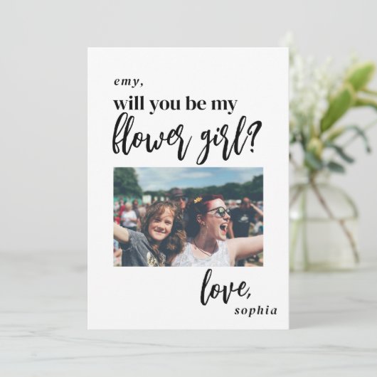 花の女の子のプロポーズ写真を撮る 招待状 (スタンド正面)