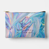 花の女の子のホログラムフェイクか アクセサリーポーチ (正面)