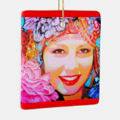 花の女の子のポートレート セラミックオーナメント (右)