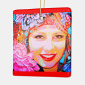 花の女の子のポートレート セラミックオーナメント (左)