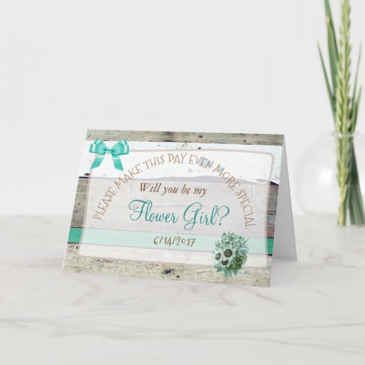 花の女の子の木の素朴カードか 招待状 (正面)