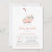 花の女の子または双子のベビー散水 招待状 (正面)
