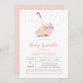 花の女の子または双子のベビー散水 招待状 (正面/裏面)