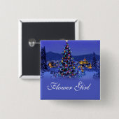 花の女の子クリスマスツリー結婚のボタン。 缶バッジ (正面&裏面)