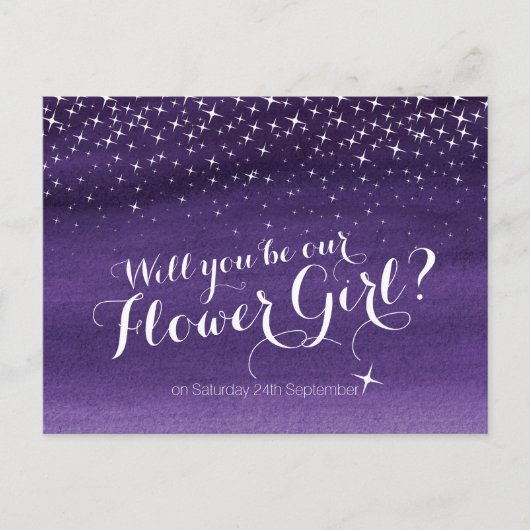 花の女の子スター空結婚の 案内ポストカード (正面)