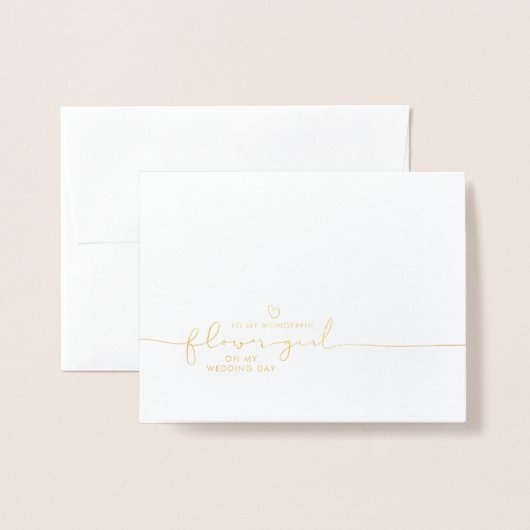 『花の女の子結婚の朝かわいいメッセージ』 箔カード (封筒付き正面)