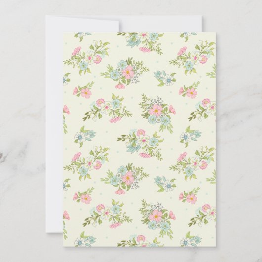 花の女の子象のベビーシャワー招待状 招待状 (裏面)