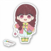 花の女の子 シール (正面)