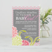 花の女の赤ちゃんのシャワーの招待 招待状 (スタンド正面)