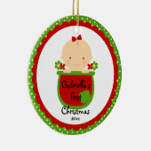花の女の赤ちゃんのベビーの初めてのクリスマスのオーナメント セラミックオーナメント (右)