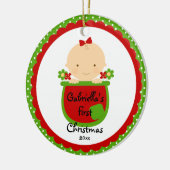 花の女の赤ちゃんのベビーの初めてのクリスマスのオーナメント セラミックオーナメント (左)