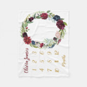 花の女の赤ちゃんのマイル標石の月例ベビーブランケット フリースブランケット (正面)