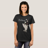 花の女性のTシャツの美しい灰色猫 Tシャツ (正面フル)
