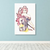 花の女性 キャンバスプリント (インサイチュ (ウッドフロア))