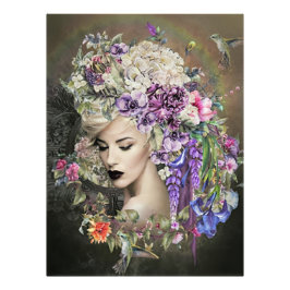 花の女性 フォトプリント           