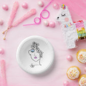 花の女性 ラインアート ペーパーボウル (パーティー)