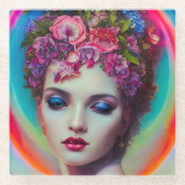 花の女神 ガラスコースター
