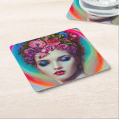 花の女神 スクエアペーパーコースター (アングル)